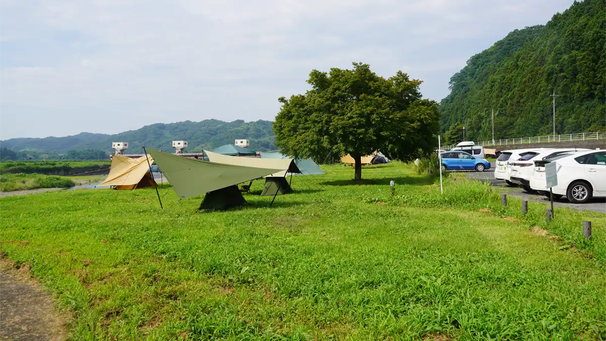 7月下旬のキャンプ場のキャンプの景観写真