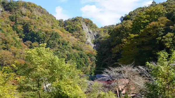 大子町の袋田の滝の紅葉状況景観写真