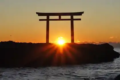 茨城県の初日の出、大洗神磯の初日の出写真