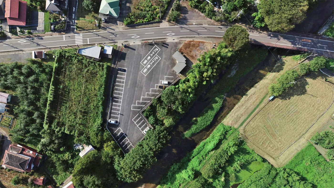 大子町袋田の町営第一駐車場の空中写真