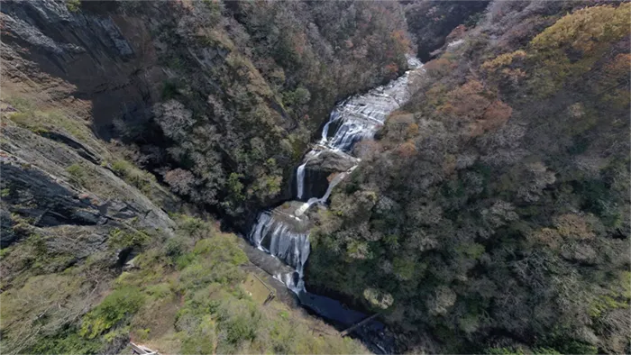 大子町の袋田の滝の空中写真