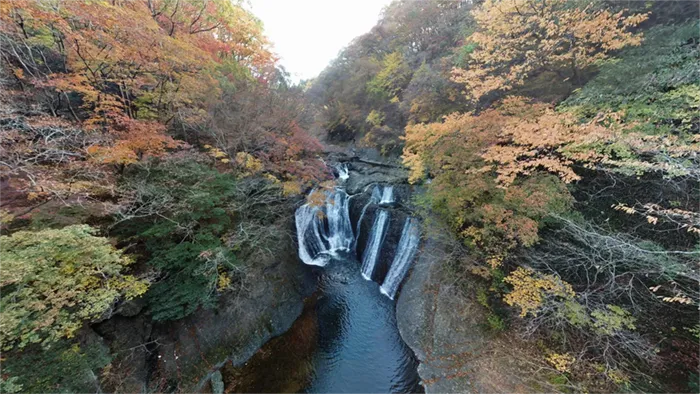 大子町の生瀬滝の空中写真