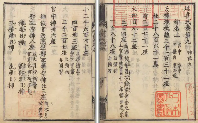 国立公文書館の公開データの内閣文庫の延期式写本の巻第九の最初の書き出画像