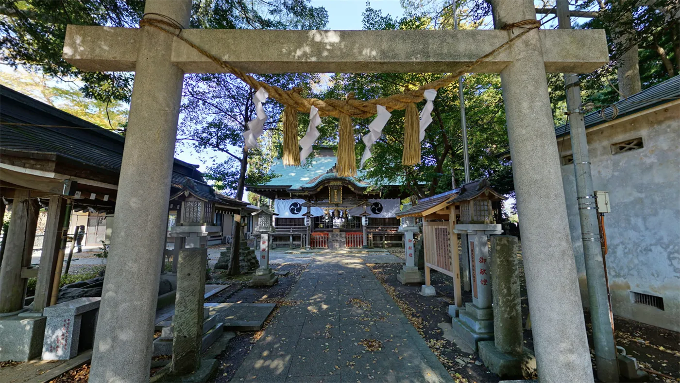 日立市の大久保鹿島神社の二の鳥居から拝殿前の景観写真とVRツアーへのリンク