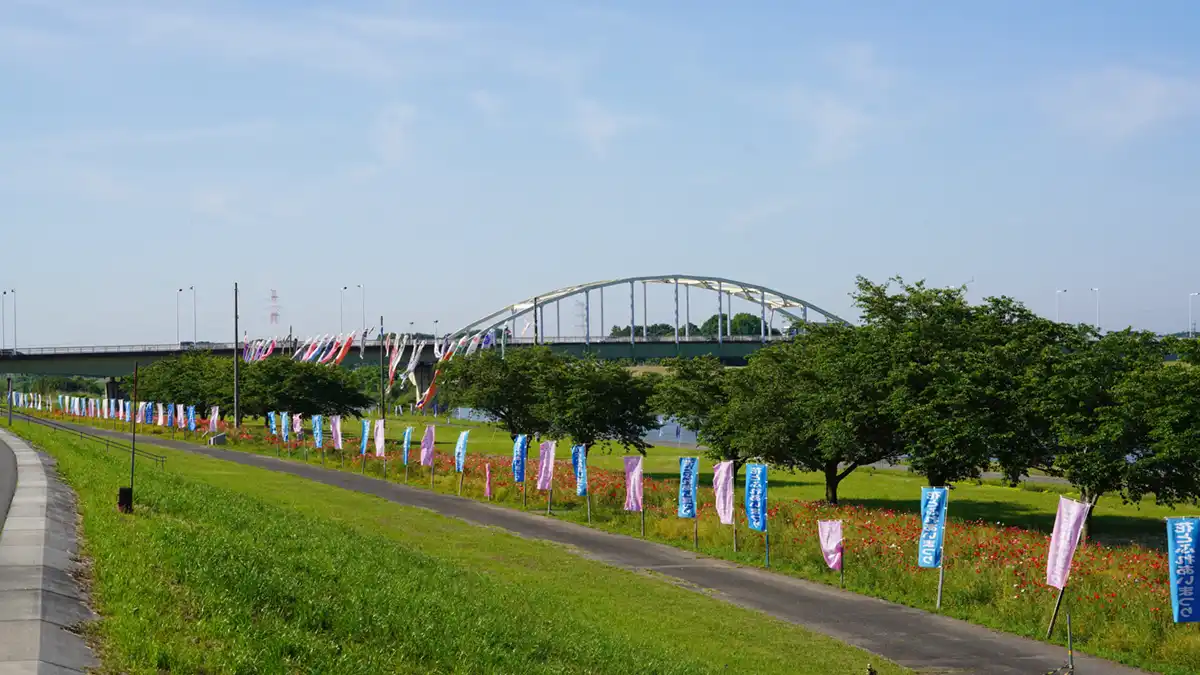 下妻市の鬼怒フラワーラインの花とふれあいまつりの会場写真