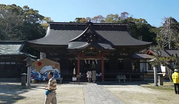 大洗町の大洗磯前神社の拝殿景観